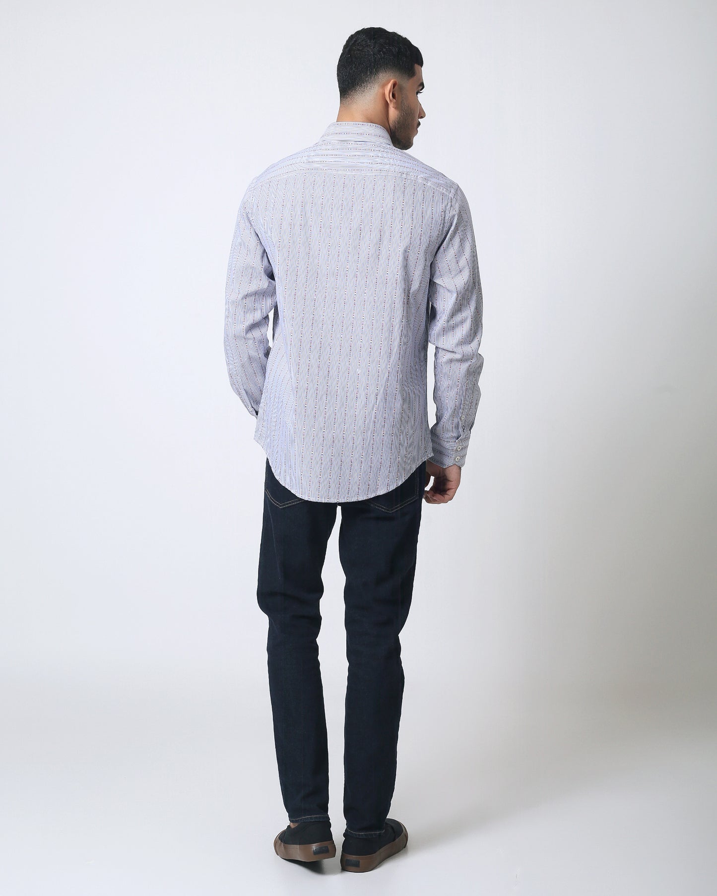 Quieti Modern Fit, Blue stripe with Cut Dobby, Long Sleeve Woven Shirt