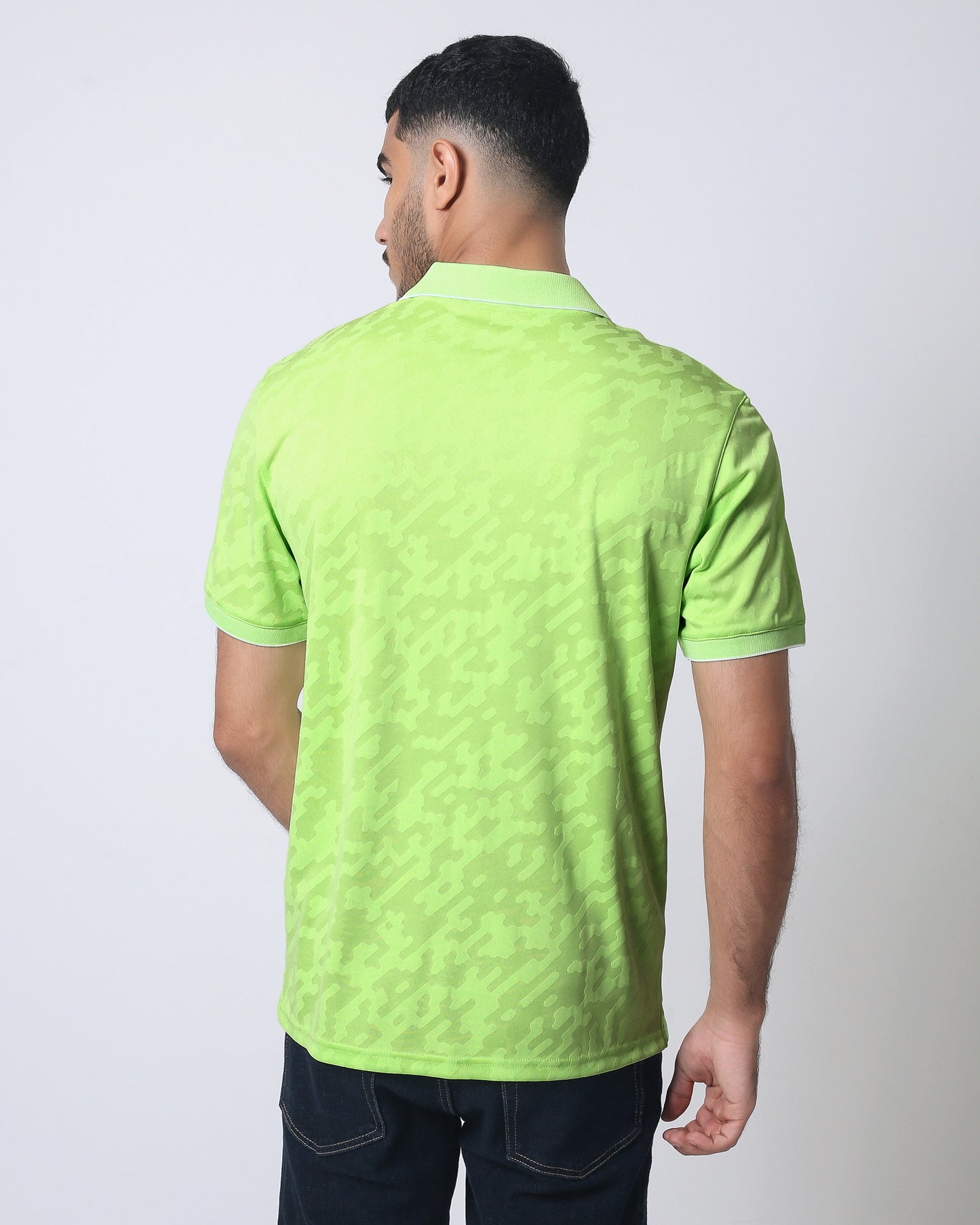 Quieti Performance Regular Fit, Solid Neon Green double jacquard Knit, 3 button Polo