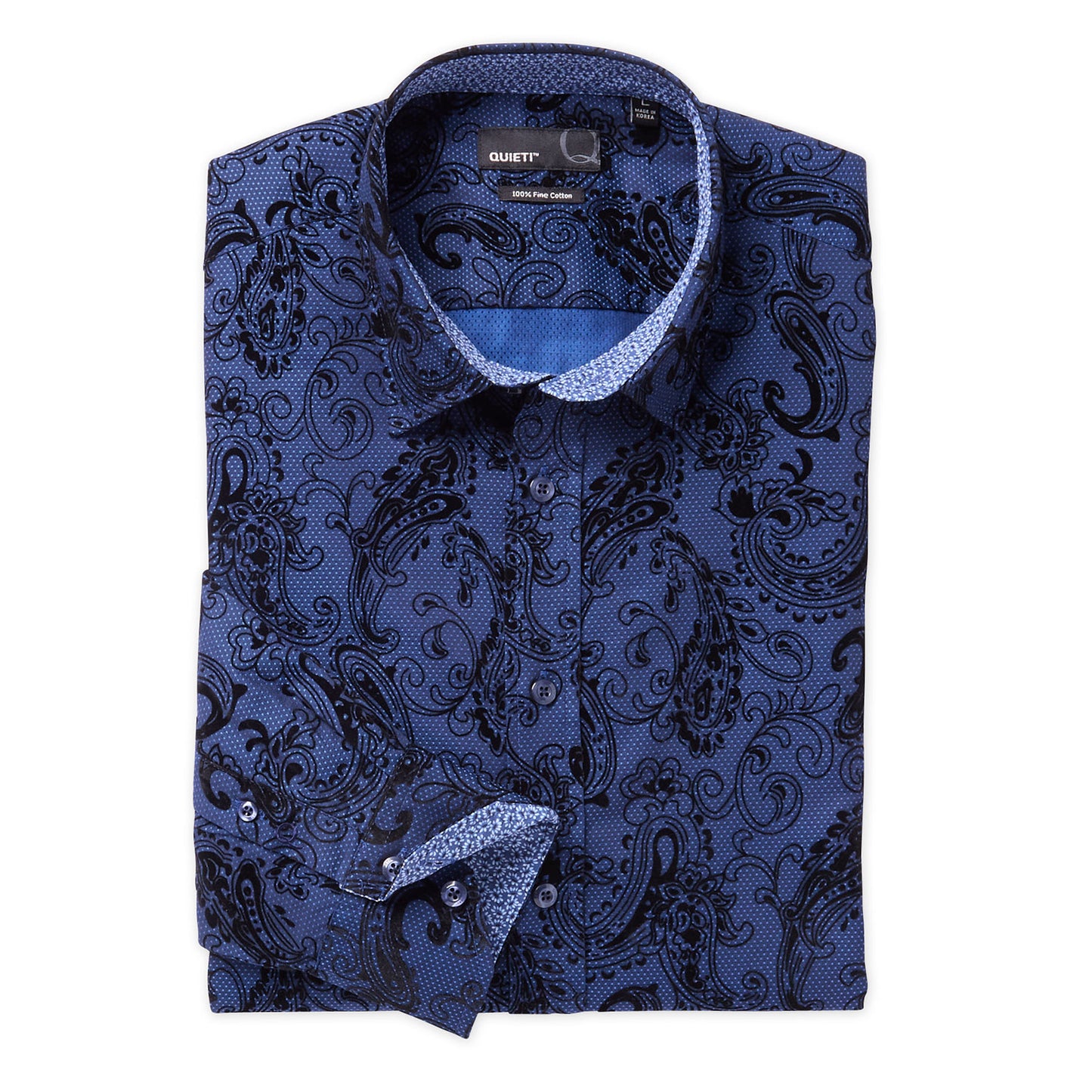 Albi Men's Long Sleeve Woven Flocked Paisley Shirt